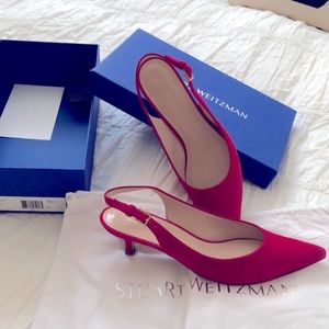 Stuart Weitzman pocosling red suede pumps size 8